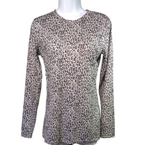 CuddleDuds ClimateRight Long Sleeve | Cheetah Leopard Print | Top | Small